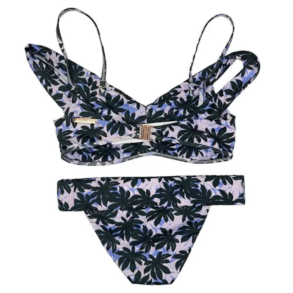 NEW Alexandra Miro Bikini Lola Top Tanga Bottom Palm Pink Blue Small - Picture 7 of 11